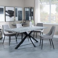 Product photograph of Ezra Grey Concrete Effect Dining Set With Spider Legs - Peyton Grey Fabric Dining Chair from Choice Furniture Superstore