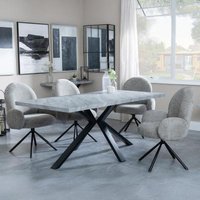 Product photograph of Ezra Grey Concrete Effect Dining Set With Spider Legs - Theo Dark Grey Fabric Swivel Dining Chair from Choice Furniture Superstore