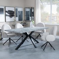 Product photograph of Ezra Grey Concrete Effect Dining Set With Spider Legs - Theo Grey Fabric Swivel Dining Chair from Choice Furniture Superstore