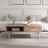 Product photograph of Ferrero Natural And Woven Rattan 1 Drawer Coffee Table from Choice Furniture Superstore