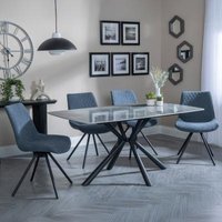 Product photograph of Ripon Grey Ceramic Dining Set - Boden Dark Grey Fabric Swivel Dining Chair from Choice Furniture Superstore