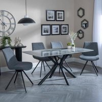 Product photograph of Ripon Grey Ceramic Dining Set - Boden Grey Fabric Swivel Dining Chair from Choice Furniture Superstore