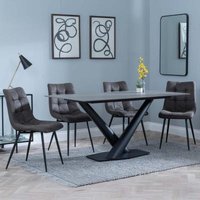 Product photograph of Maldon Grey Ceramic Dining Set - Corona Grey Fabric Dining Chair from Choice Furniture Superstore