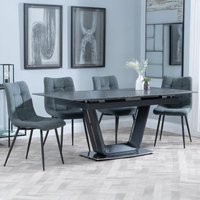 Product photograph of Alpha Black Ceramic Extending Dining Set - Corona Light Grey Fabric Dining Chair from Choice Furniture Superstore