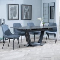 Product photograph of Alpha Black Ceramic Extending Dining Set - Darwin Dark Grey Fabric Dining Chair from Choice Furniture Superstore