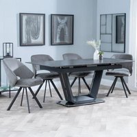 Product photograph of Alpha Black Ceramic Extending Dining Set - Ion Dark Grey Velvet Fabric Swivel Dining Chair from Choice Furniture Superstore