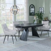 Product photograph of Kinston Black Ceramic Extending Dining Set - Ace Beige Fabric Swivel Dining Chair - Get 2 Chairs Free from Choice Furniture Superstore