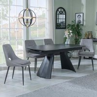 Product photograph of Kinston Black Ceramic Extending Dining Set - Peyton Grey Fabric Dining Chair from Choice Furniture Superstore