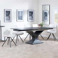 Product photograph of Anvik Black Ceramic Extending Dining Set - Boden Cream Fabric Swivel Dining Chair from Choice Furniture Superstore