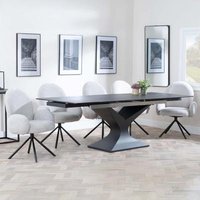 Product photograph of Anvik Black Ceramic Extending Dining Set - Theo Grey Fabric Swivel Dining Chair from Choice Furniture Superstore