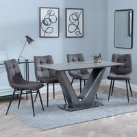 Product photograph of Camilla Grey Ceramic 4 Seater Dining Set - 4 Corona Grey Fabric Dining Chair from Choice Furniture Superstore