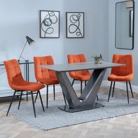 Product photograph of Camilla Grey Ceramic 4 Seater Dining Set - 4 Corona Orange Fabric Dining Chair from Choice Furniture Superstore