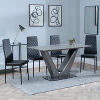 Product photograph of Camilla Grey Ceramic 4 Seater Dining Set - 4 Metro Black Leather Dining Chair With Black Legs from Choice Furniture Superstore