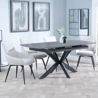 Product photograph of Bari Grey Ceramic Extending Dining Set - Ace Beige Fabric Swivel Dining Chair from Choice Furniture Superstore