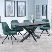 Product photograph of Bari Grey Ceramic Extending Dining Set - Arctic Green Velvet Fabric Swivel Dining Chair from Choice Furniture Superstore