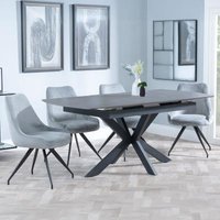 Product photograph of Bari Grey Ceramic Extending Dining Set - Arctic Grey Velvet Fabric Swivel Dining Chair from Choice Furniture Superstore