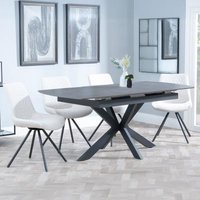 Product photograph of Bari Grey Ceramic Extending Dining Set - Boden Cream Fabric Swivel Dining Chair from Choice Furniture Superstore
