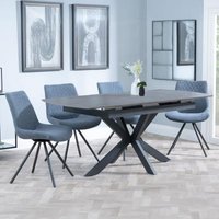 Product photograph of Bari Grey Ceramic Extending Dining Set - Boden Dark Grey Fabric Swivel Dining Chair from Choice Furniture Superstore