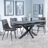 Product photograph of Bari Grey Ceramic Extending Dining Set - Corona Grey Fabric Dining Chair from Choice Furniture Superstore
