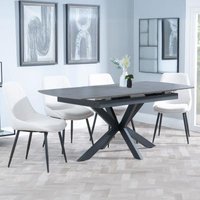 Product photograph of Bari Grey Ceramic Extending Dining Set - Darwin Cream Fabric Dining Chair from Choice Furniture Superstore