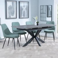 Product photograph of Bari Grey Ceramic Extending Dining Set - Darwin Green Fabric Dining Chair from Choice Furniture Superstore