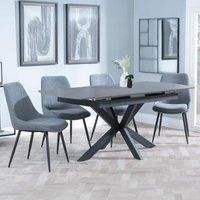 Product photograph of Bari Grey Ceramic Extending Dining Set - Darwin Grey Fabric Dining Chair from Choice Furniture Superstore