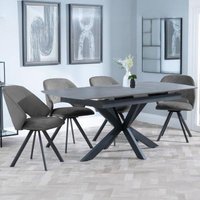 Product photograph of Bari Grey Ceramic Extending Dining Set - Ion Dark Grey Velvet Fabric Swivel Dining Chair from Choice Furniture Superstore