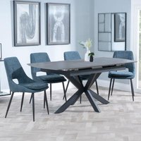 Product photograph of Bari Grey Ceramic Extending Dining Set - Peyton Blue Fabric Dining Chair from Choice Furniture Superstore