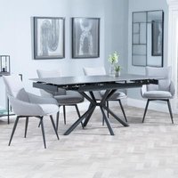Product photograph of Ripon Black Ceramic Extending Dining Set - Ace Grey Fabric Swivel Dining Chair from Choice Furniture Superstore