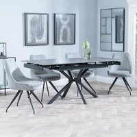 Product photograph of Ripon Black Ceramic Extending Dining Set - Arctic Grey Velvet Fabric Swivel Dining Chair from Choice Furniture Superstore