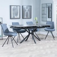 Product photograph of Ripon Black Ceramic Extending Dining Set - Boden Dark Grey Fabric Swivel Dining Chair from Choice Furniture Superstore