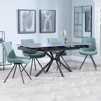 Product photograph of Ripon Black Ceramic Extending Dining Set - Boden Green Fabric Swivel Dining Chair from Choice Furniture Superstore