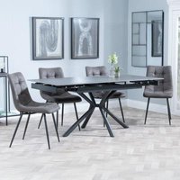 Product photograph of Ripon Black Ceramic Extending Dining Set - Corona Grey Fabric Dining Chair from Choice Furniture Superstore