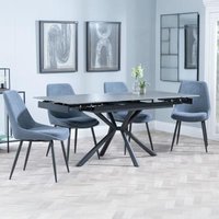 Product photograph of Ripon Black Ceramic Extending Dining Set - Darwin Dark Grey Fabric Dining Chair from Choice Furniture Superstore