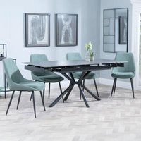 Product photograph of Ripon Black Ceramic Extending Dining Set - Darwin Green Fabric Dining Chair from Choice Furniture Superstore