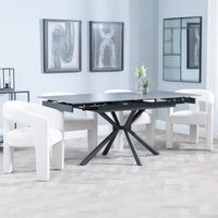 Product photograph of Ripon Black Ceramic Extending Dining Set - Kiefer Cream Boucle Fabric Dining Chair from Choice Furniture Superstore