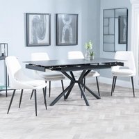Product photograph of Ripon Black Ceramic Extending Dining Set - Peyton Cream Fabric Dining Chair from Choice Furniture Superstore