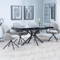 Product photograph of Ripon Black Ceramic Extending Dining Set - Theo Dark Grey Fabric Swivel Dining Chair from Choice Furniture Superstore