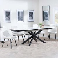 Product photograph of Sutton White Ceramic Extending Dining Set - Darwin Cream Fabric Dining Chair from Choice Furniture Superstore