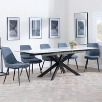 Product photograph of Sutton White Ceramic Extending Dining Set - Darwin Dark Grey Fabric Dining Chair from Choice Furniture Superstore