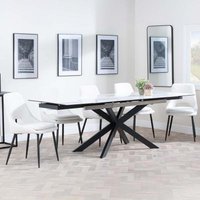 Product photograph of Sutton White Ceramic Extending Dining Set - Peyton Cream Fabric Dining Chair from Choice Furniture Superstore