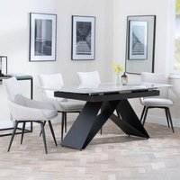 Product photograph of Westin Grey Ceramic Extending Dining Set - Ace Beige Fabric Swivel Dining Chair from Choice Furniture Superstore