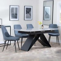 Product photograph of Westin Grey Ceramic Extending Dining Set - Darwin Dark Grey Fabric Dining Chair from Choice Furniture Superstore