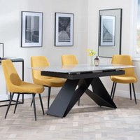 Product photograph of Westin Grey Ceramic Extending Dining Set - Darwin Yellow Fabric Dining Chair from Choice Furniture Superstore