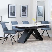 Product photograph of Westin White Ceramic Extending Dining Set - Boden Dark Grey Fabric Swivel Dining Chair from Choice Furniture Superstore