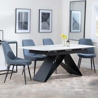 Product photograph of Westin White Ceramic Extending Dining Set - Darwin Dark Grey Fabric Dining Chair from Choice Furniture Superstore