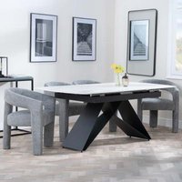 Product photograph of Westin White Ceramic Extending Dining Set - Kiefer Grey Boucle Fabric Dining Chair from Choice Furniture Superstore