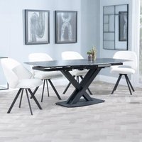 Product photograph of Arctic Black Ceramic Swivel Top Extending Dining Set - Ion Cream Boucle Teddy Fabric Swivel Dining Chair from Choice Furniture Superstore