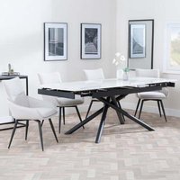 Product photograph of Apollo White Ceramic Extending Dining Set - Ace Beige Fabric Swivel Dining Chair from Choice Furniture Superstore