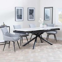 Product photograph of Apollo White Ceramic Extending Dining Set - Ace Grey Fabric Swivel Dining Chair from Choice Furniture Superstore